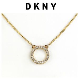 NWT DKNY Gold-Tone Pave Open Circle Pendant Necklace
